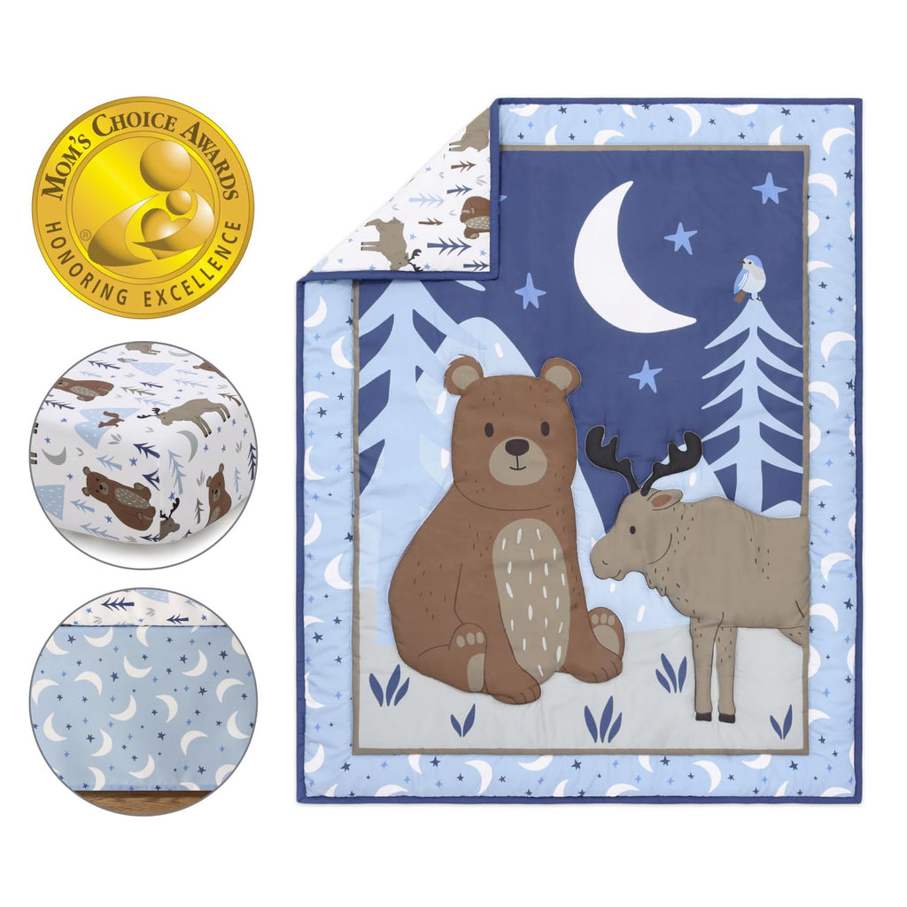 3 Piece Baby Crib Bedding Set for Boys - Newborn, Infant & Toddler Nursery Bed Set Decor with Fitted Crib Sheet, Dust