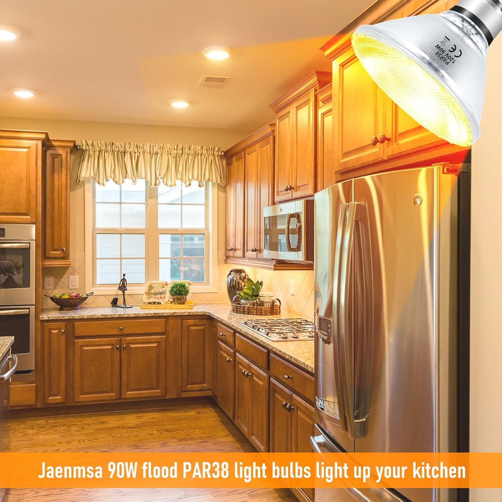 PAR38 Halogen Flood Light Bulbs 90W 120V, 4Pcs Halogen PAR38 90W Light Bulbs Dimmable with E26 Base, 2700K Warm