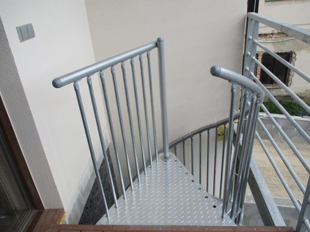 Austrian Outdoor Spiral Staircase, Galvanized Steel Non-Slip Step Railing, Aluminum Powder Coated Handrail, 47.24"