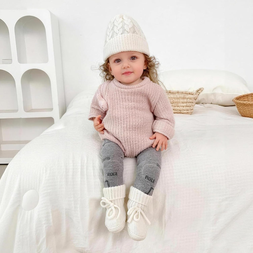 Wool Booties & Hat Set, Cozy Crochet Wool First Shoes and Matching Hat for Newborns, Infants & Toddlers, Piece Set