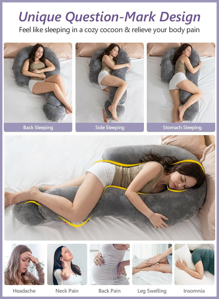 Question Mark Body Pillow for Adults & Couples, Full Body Support for Side Sleepers, Back & Pregnancy, with