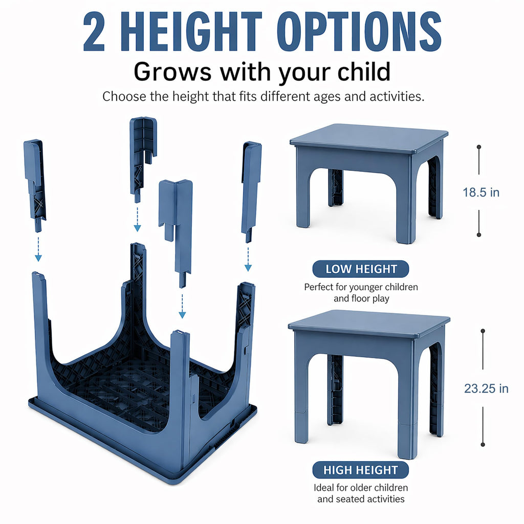 Kids Folding Table and Chairs Set, Height Adjustable, Portable 3-Piece Set