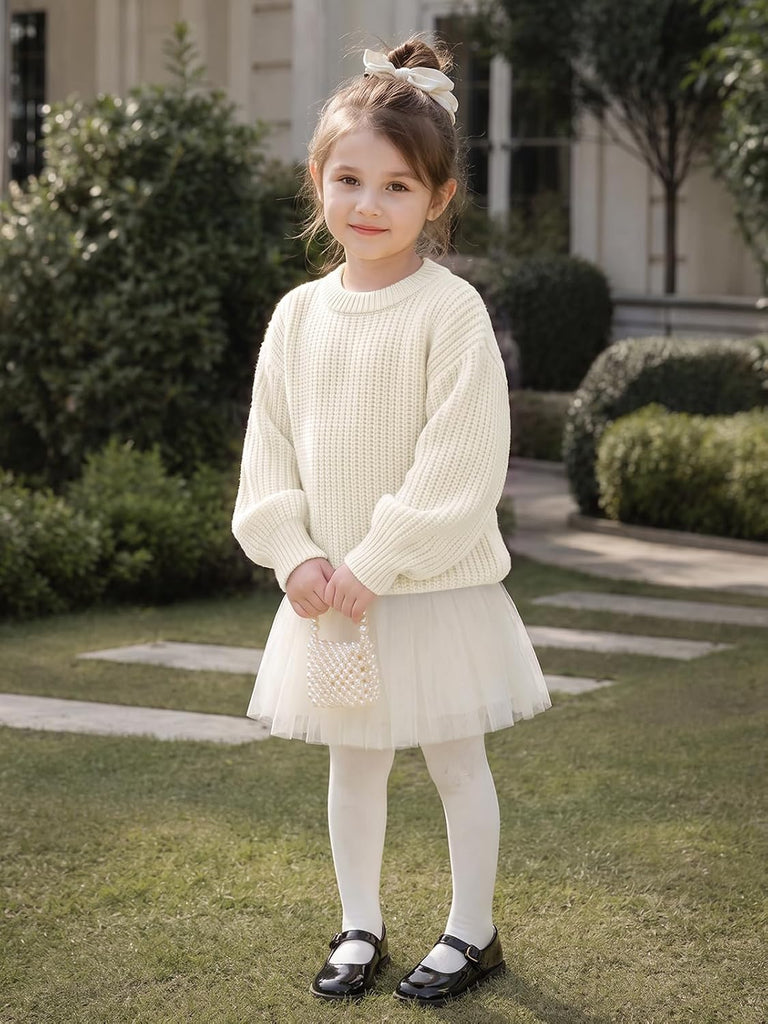 Toddler Baby Girl Cable Knit Sweater Crewneck Pullover Tops