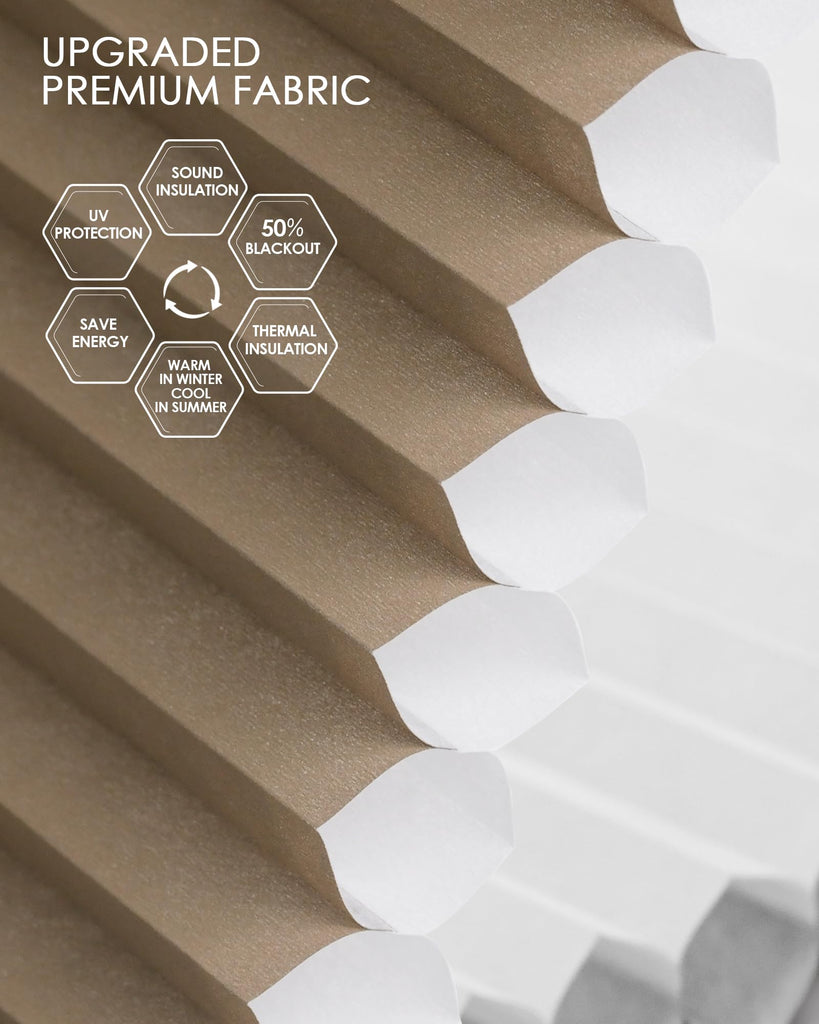 Motorized Cellular Shades, Custom, Blackout, Brown