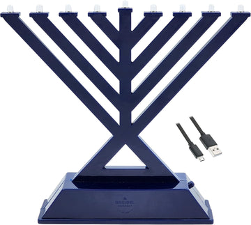 Mini Electric , Rambam Design Hanukkah , Led Travel Menora, Batteries Or USB Powered, Micro USB 4' Cable Included