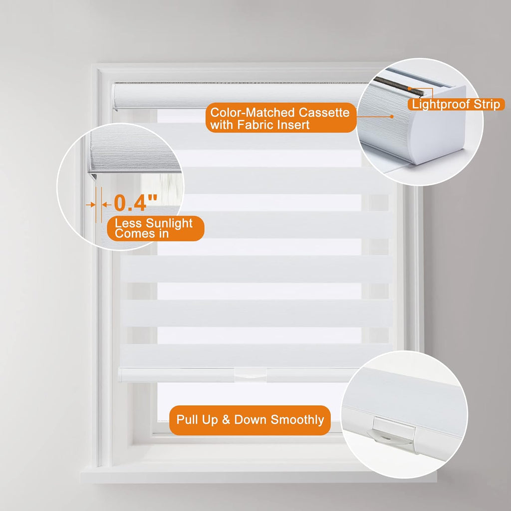 Custom Size Cordless Zebra Blinds for Windows with Jacquard Pattern Roller Shades Light Filtering Sheer Window Shades
