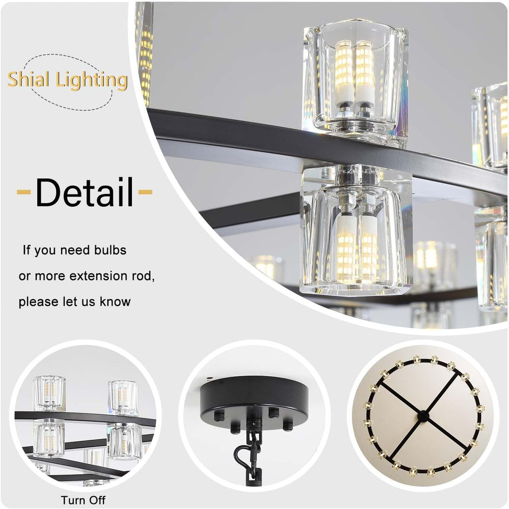 Inspired Arcachon Style Round Wagon Wheel Chandelier, 40" 40-Light Black — Foyer, Dining & Living Room