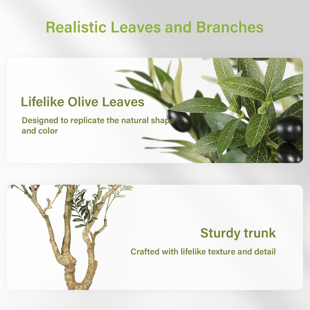 Olive Trees Artificial Indoor 7ft with Thick Trunk, Sturdy Base