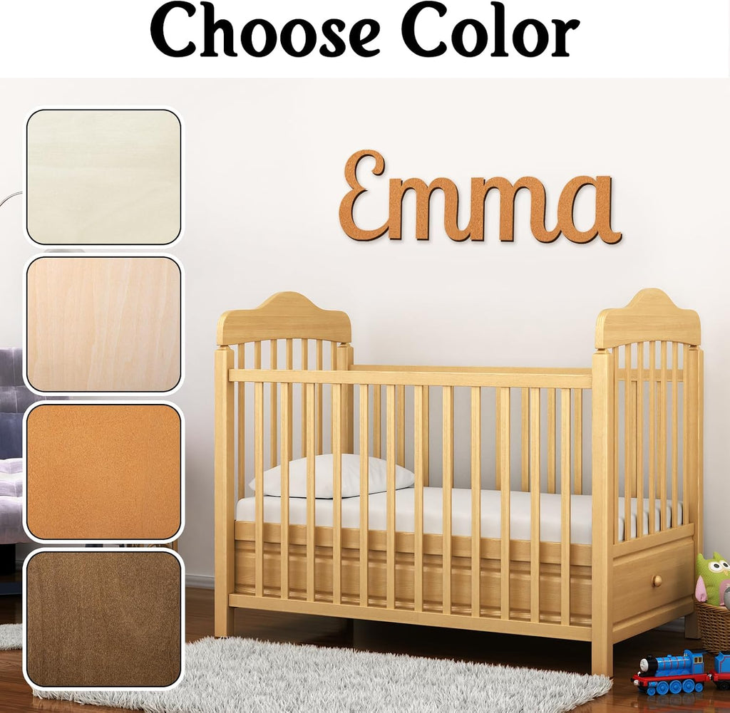 Wood Baby Name Sign, Personalized Nursery Name Wall Decor with 4 Colors 8 Fonts Options, Solid Wood Name Plaque, Kids