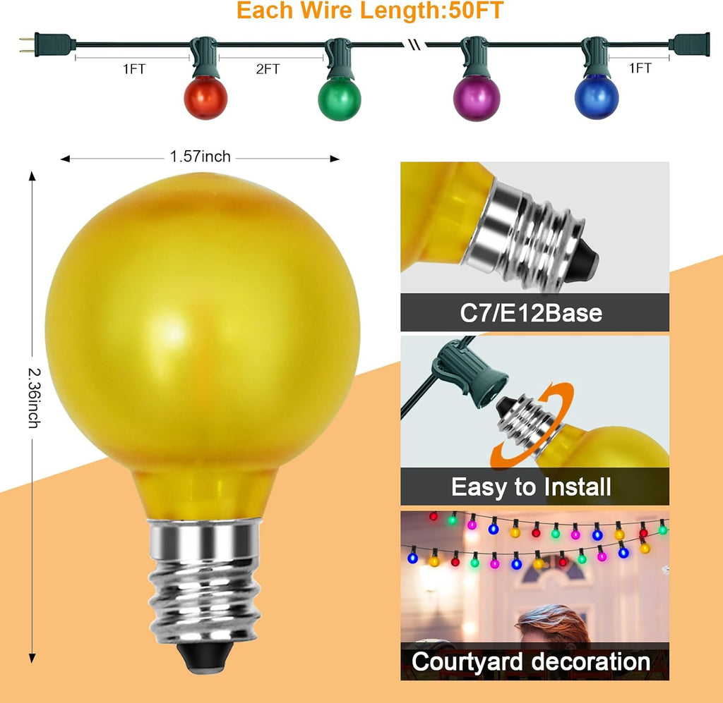 Globe String lights,Frosted Multicolor LED Christmas Lights with 27 Shatterproof LED Bulbs, Hanging Christmas Tree