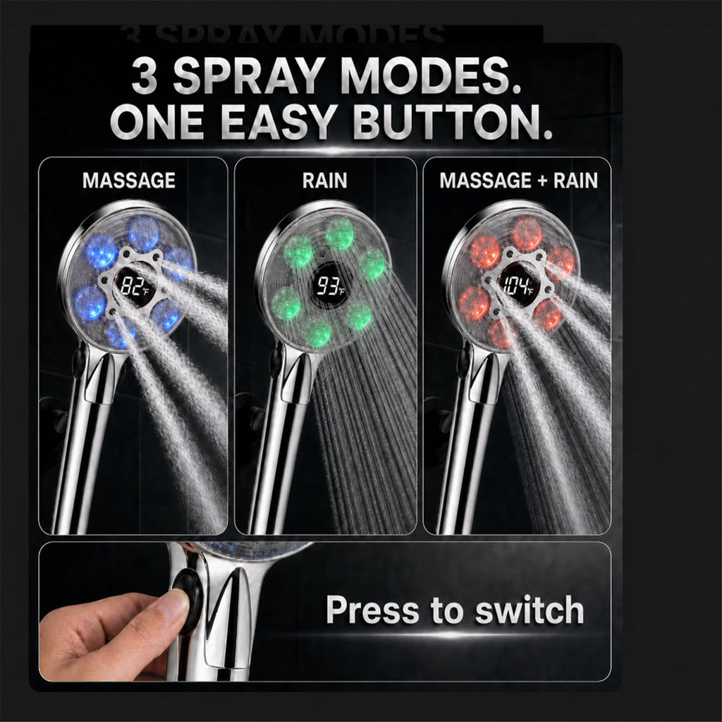LED Shower Head with Handheld, Color Changing
