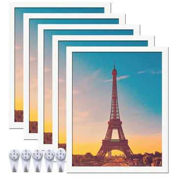 16x20 Picture Frame Set of 5, White Photo Frames for Gallery Wall Hanging