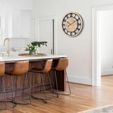 20 Inch Large Wall Clock - Rustic Wooden Silent Non-Ticking Wall Clock with Black Metal Frame