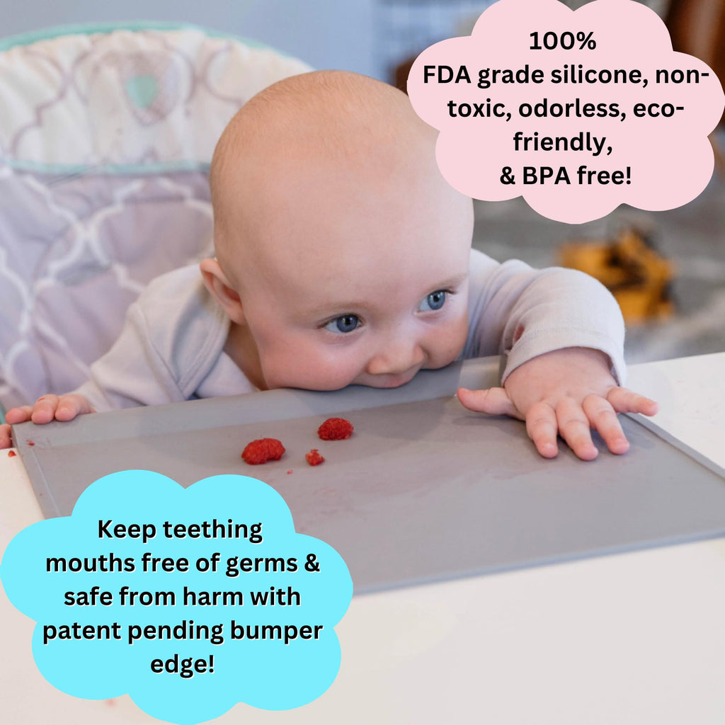 Silicone Suction Baby Placemat with Edge Bumper, Sage Green