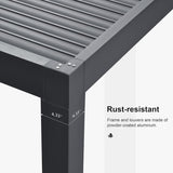 Louvered Pergola 94AS 11' x 15' Aluminum Metal Outdoor Pergola wtih Adjustable Louvered Roof and Integrated Drainage