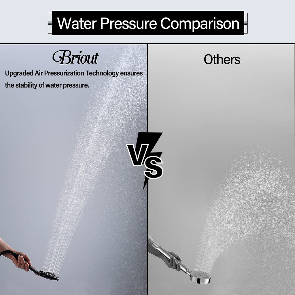 Handheld Shower Head High Pressure 5-Settings with Hose, Matte Black