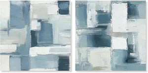 Modern Minimalist Blue Abstract Pair 2 Panel Set Canvas Print Abstract Wall Art by , Gallery Wrapped, 24 x 24