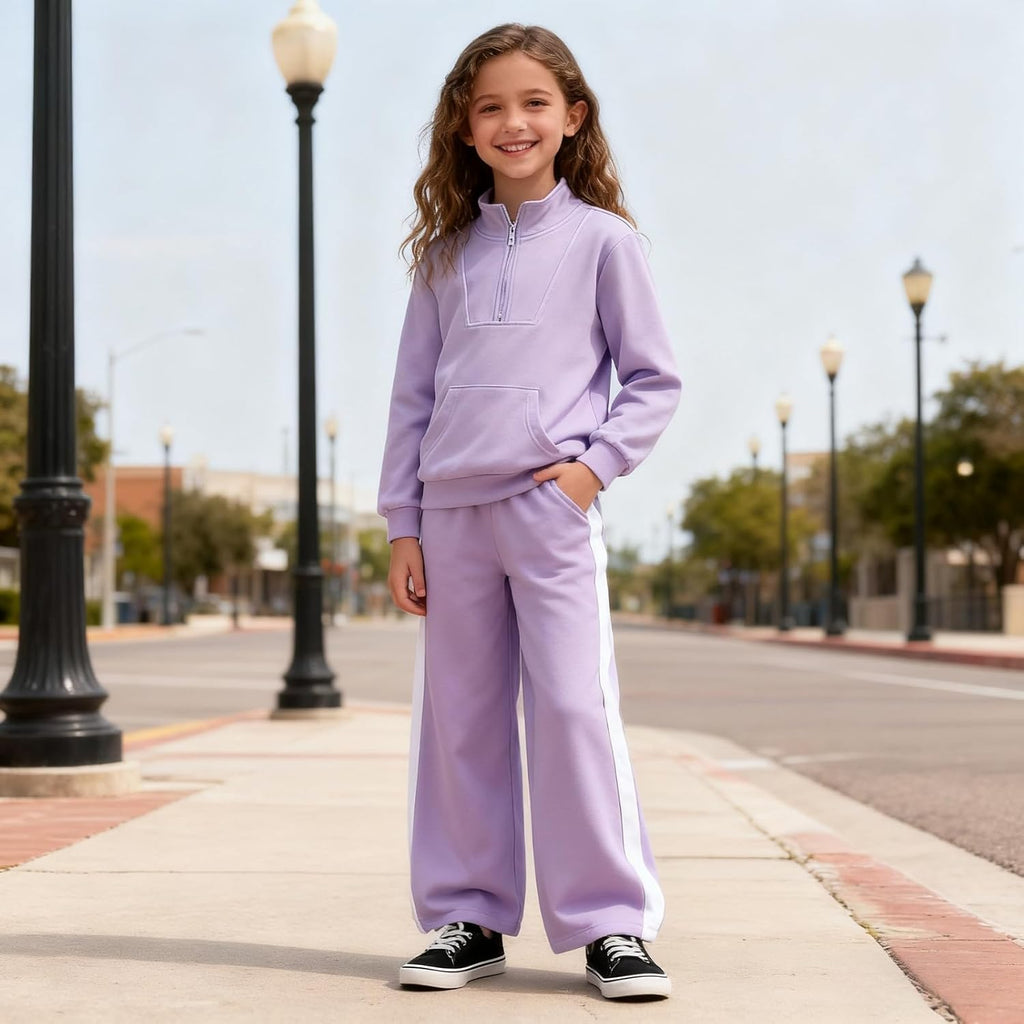 Clothes 2 Piece Sweatsuit Set Half Zip Sweatshirt & Pants Fall Winter Outfits for Teen Tween Girls