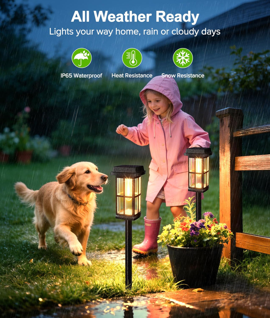 8 Pack Solar Pathway Lights Outdoor, 2 Lighting Modes Waterproof Solar Lights Outdoor, Brighter Up to 15Hrs Outdoor