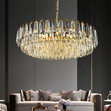 31.5" Gold Crystal Chandeliers Modern3-Tier Luxury Crystal Pendant Light Ceiling Pendant Lighting for Dinning Room