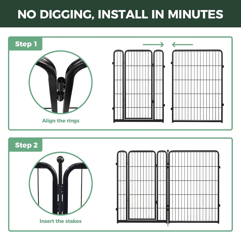 Garden Fence Outdoor for the Yard - 40in(H) x 18.2ft(L) Heavy Duty Metal Animal Barrier for Dog, No Dig Decorative