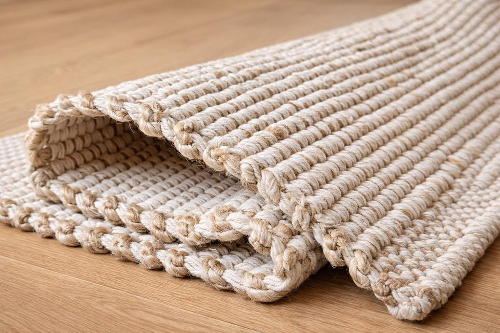 Jute Cotton Hand Woven Natural Farmhouse Area Rug