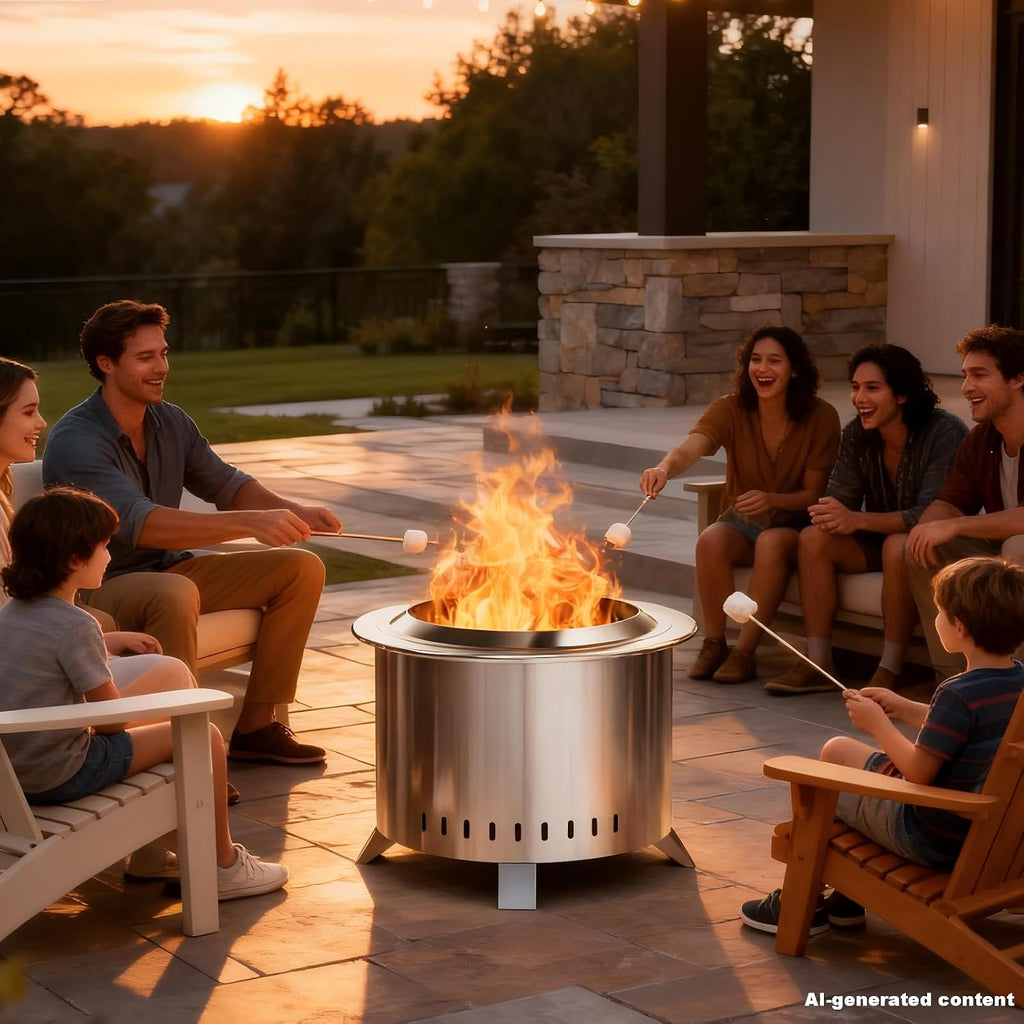 Smokeless Fire Pit,22 Inch Stainless Steel Firepit