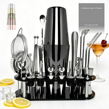 22-Piece Cocktail Shaker Set, 25/20oz Bartender Kit, Bartending Stainless Steel Bar Tools Sets for Drink Mixing - Set of 22