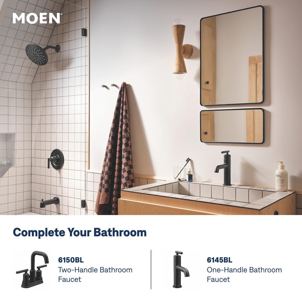 Gibson Matte Black Eco-Performance Modern Shower Trim Featuring Bathroom Showerhead and Lever Handle, Posi-Temp Valve