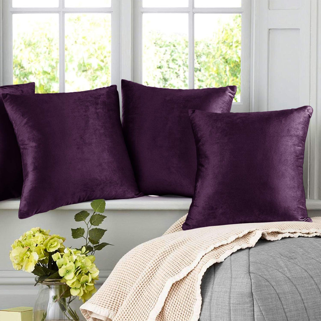 Throw Pillow Covers, Cozy Velvet Decorative Pillow Cases 24x24 Inches, Soft Solid Couch Pillow Covers for Sofa, Bed