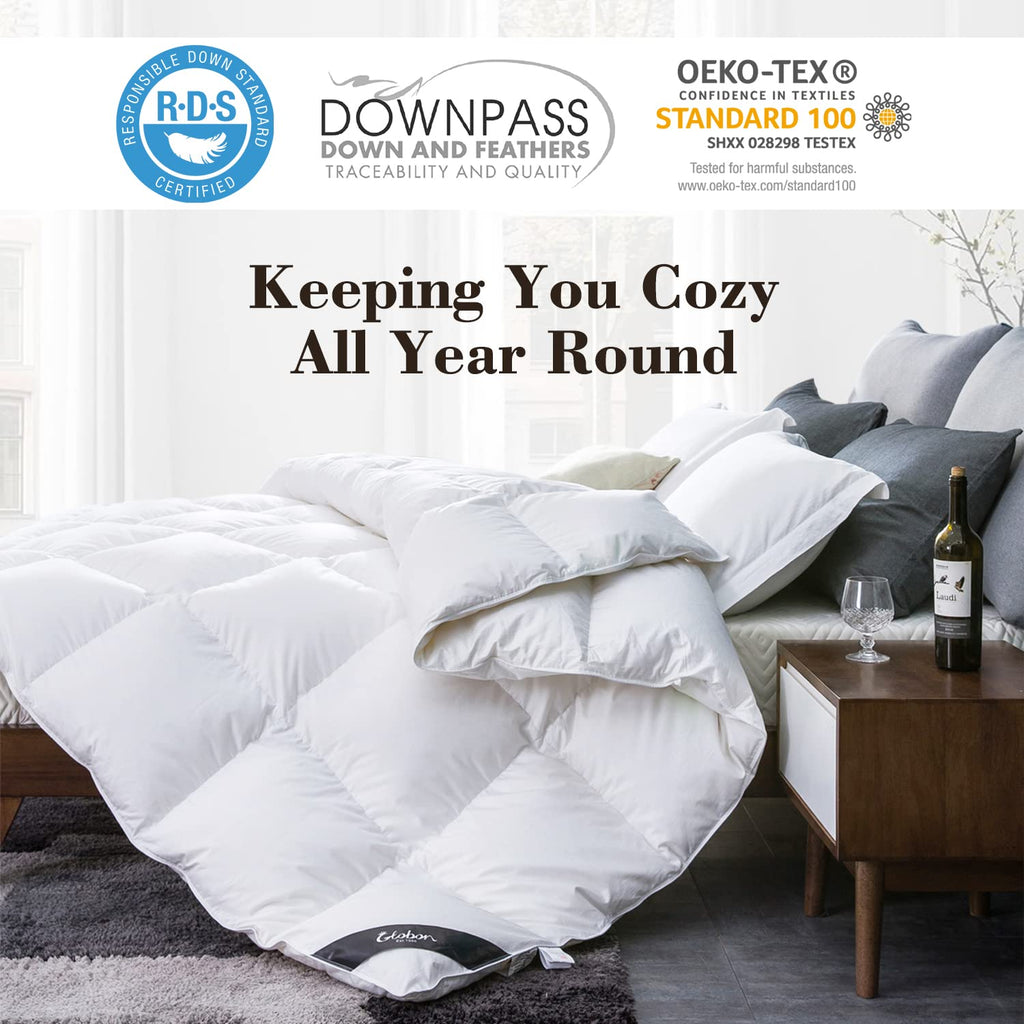 King Size Down Comforter, All Season Duvet Insert, White