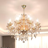 Luxury K9 Crystal Amber Color Modern Classic 15 Lights Ceiling Chandelier with Adjustable Height E12 Candelabra Base Fixture for Dining Room Kitchen Living Room A110-B0D1YB6GBM
