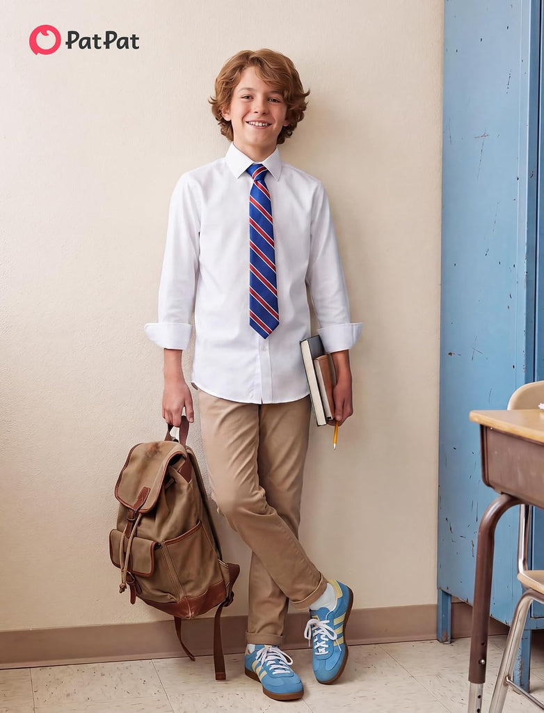 Boys Cotton Long Sleeve Button Down Dress Shirt
