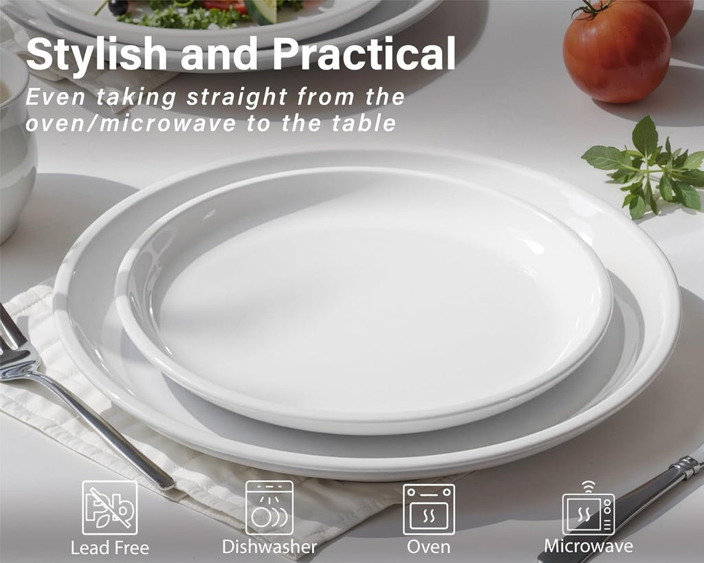 Plates and Bowls Set 12 Pcs,Stoneware Dinnerware Sets for 4 Microwavable,Oven & Dishwasher Safe Porcelain,Scratch