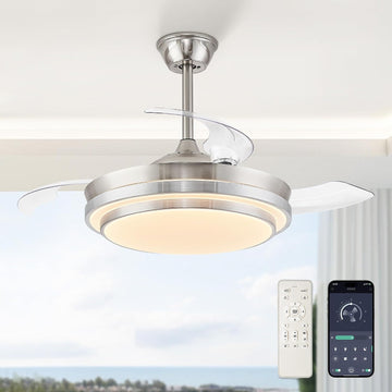 42 Inch Retractable Ceiling Fans with Lights and Remote