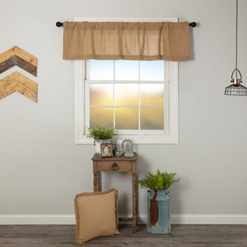 Burlap Natural Farmhouse Primitive Curtains Solid Color Valance 16x60