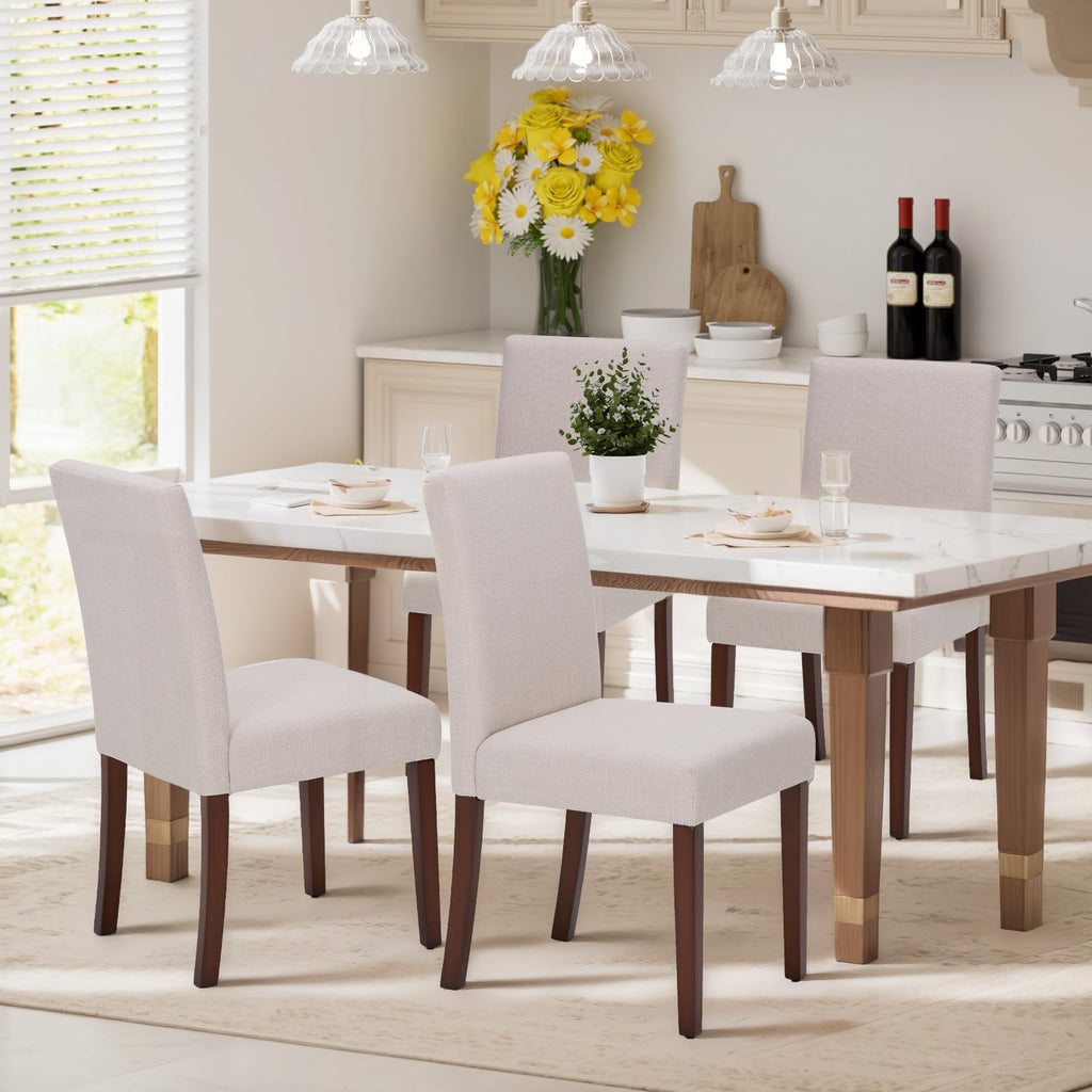Upholstered Set of 4, Fabric Dining Room Chairs, Modern Wooden Dining Chair, Kitchen Side Chairs, Farmhouse Dinner