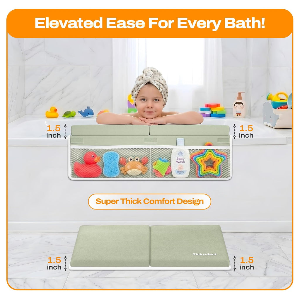 Bath Kneeler and Elbow Rest Pad Set-Baby Bath Kneeler with 1.5'' Comfortable Thick Memory Foam, Non-Slip Knee & Arm