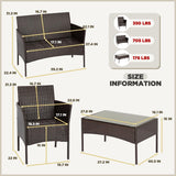 Patio Furniture Set 4 Pieces Outdoor Rattan Chair Wicker Sofa Garden Conversation Bistro Sets for Yard (Brown) A106-B08GF8HC5H