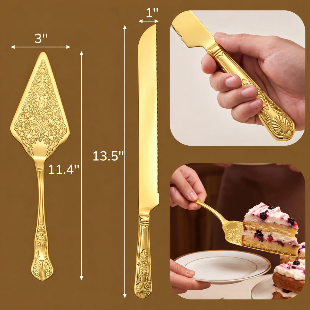 Wedding Cake Cutting Set, Stainless Steel Cake Knife and Server