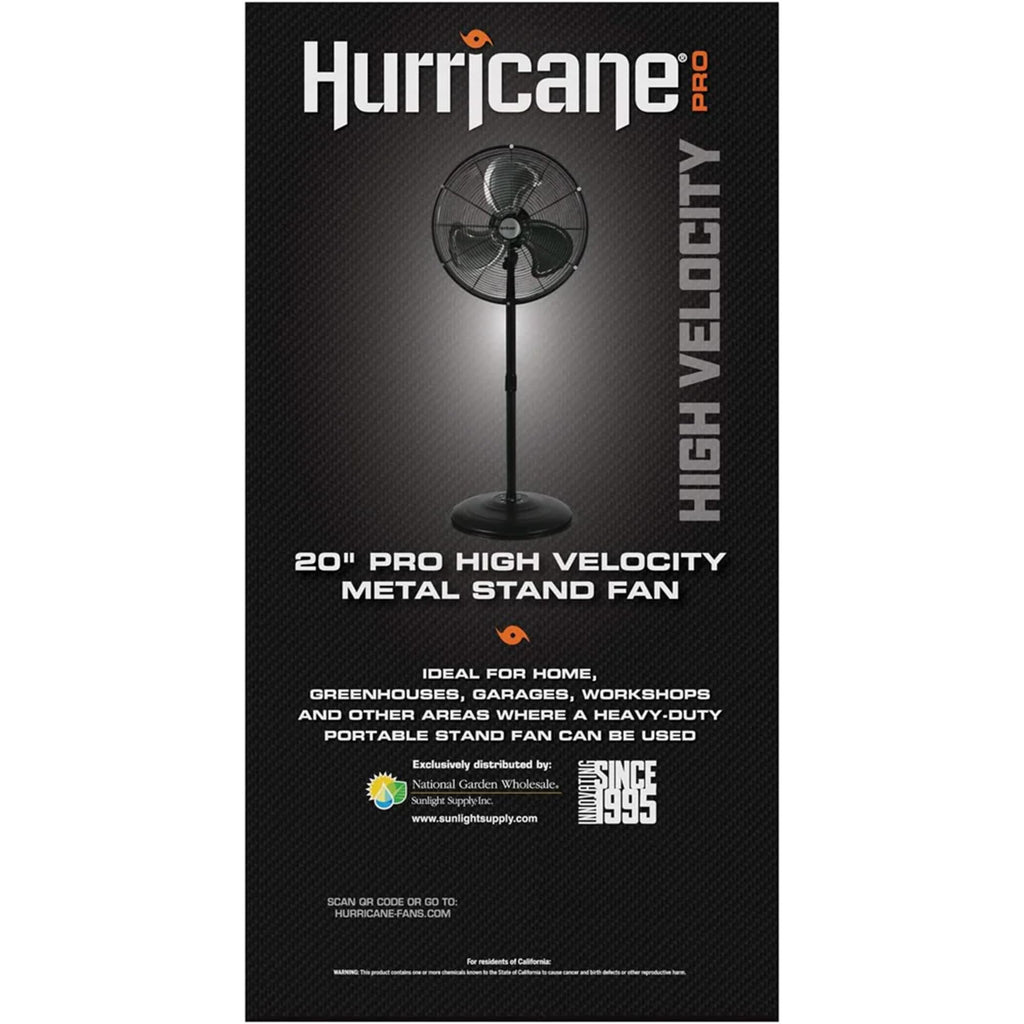 Pro High-Velocity Oscillating Metal Stand Fan, 3 Speeds, 20in