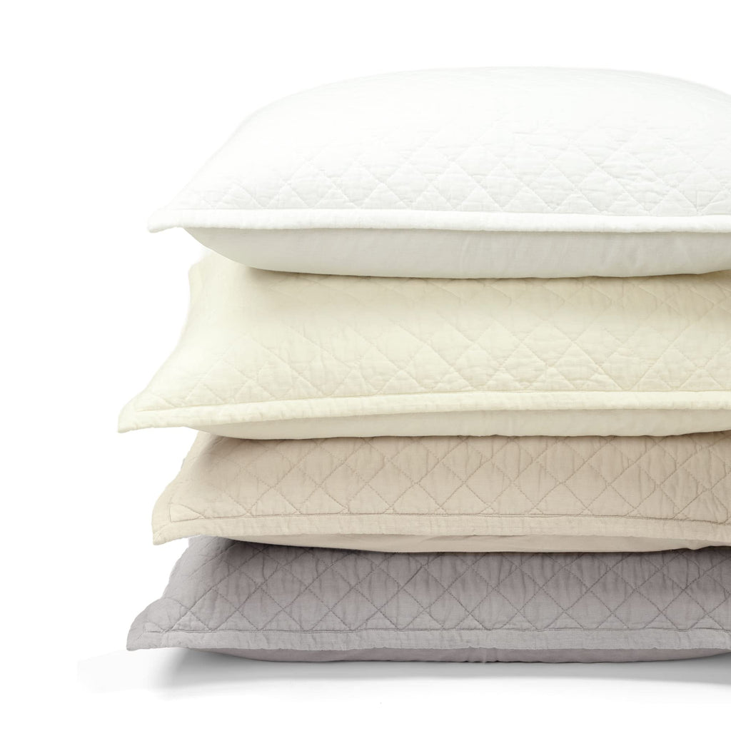 Belgian Flax Linen Blend Quilt 3 Piece Set Gray - Linen Bedding Set Quilt - Cream