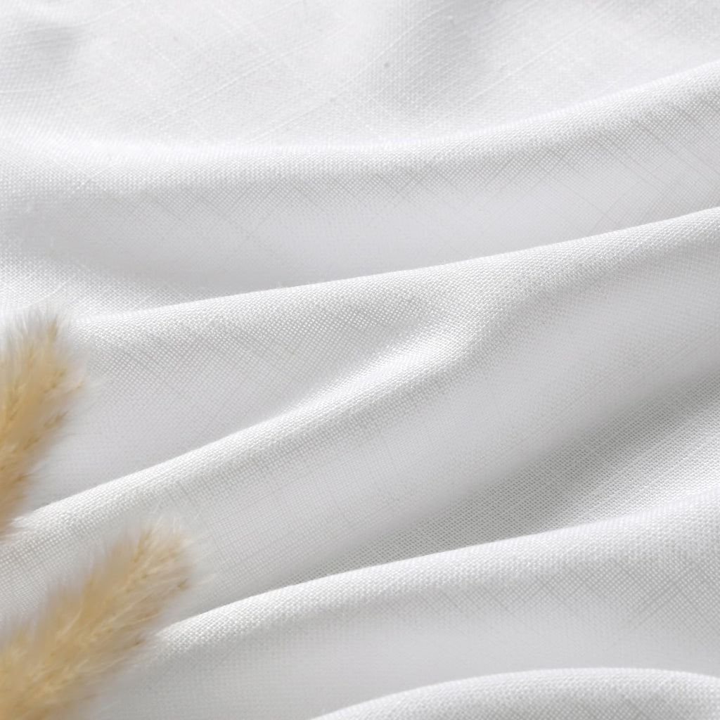 White Linen Curtains 90 inches Long Living Room Back Tab Light Filtering Privacy Sheer Curtains Modern Farmhouse