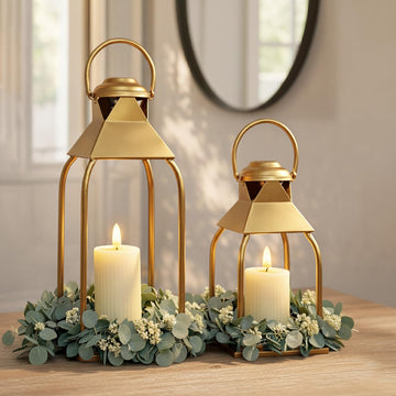 Decorative Metal Lanterns Indoor Outdoor, Candle Holder for Porch, Patio, Fireplace, Floor, Wedding, Christmas, Fall