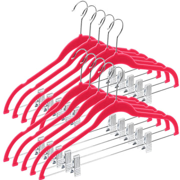 Velvet Skirt Hangers with Clips, 10 Pack Pants Hangers Space Saving