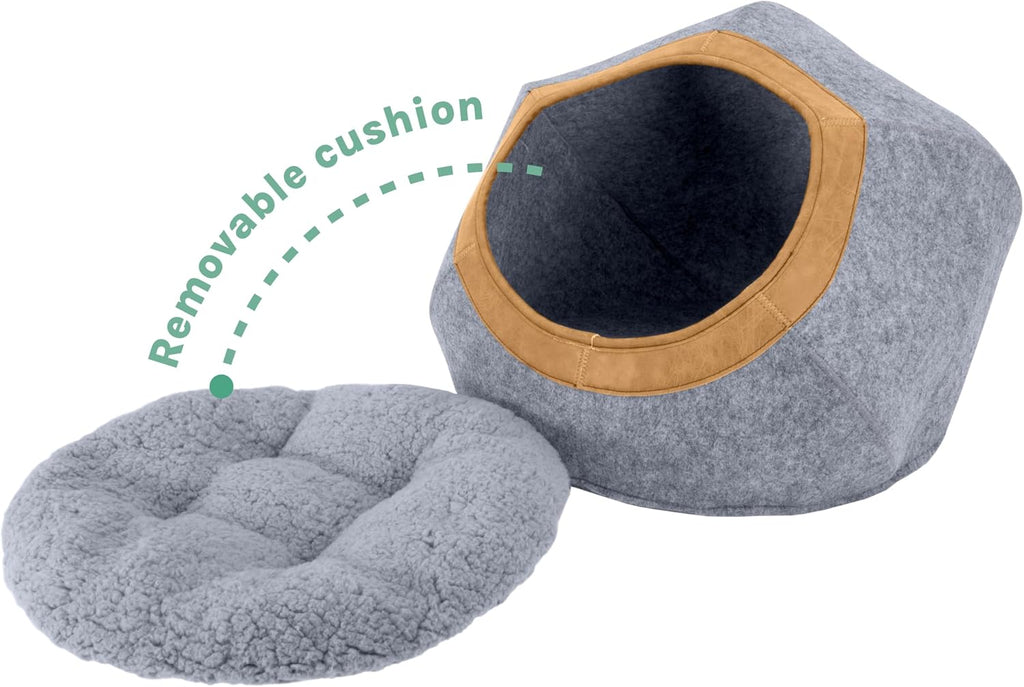 Felt Round Bed, Warm and Cozy cat Bed, Gray