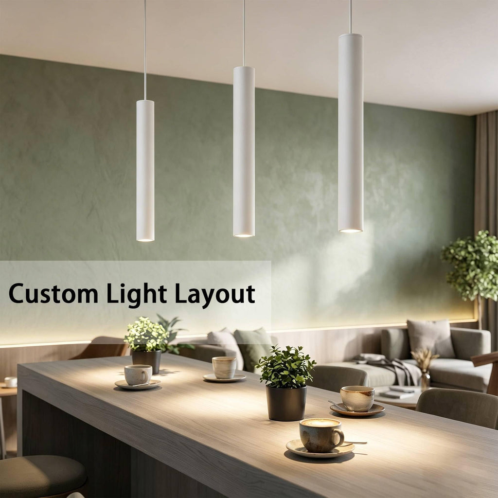 Kitchen Island 6 LED White Track Pendant & Spot Lighting Kit,120V 3CCT