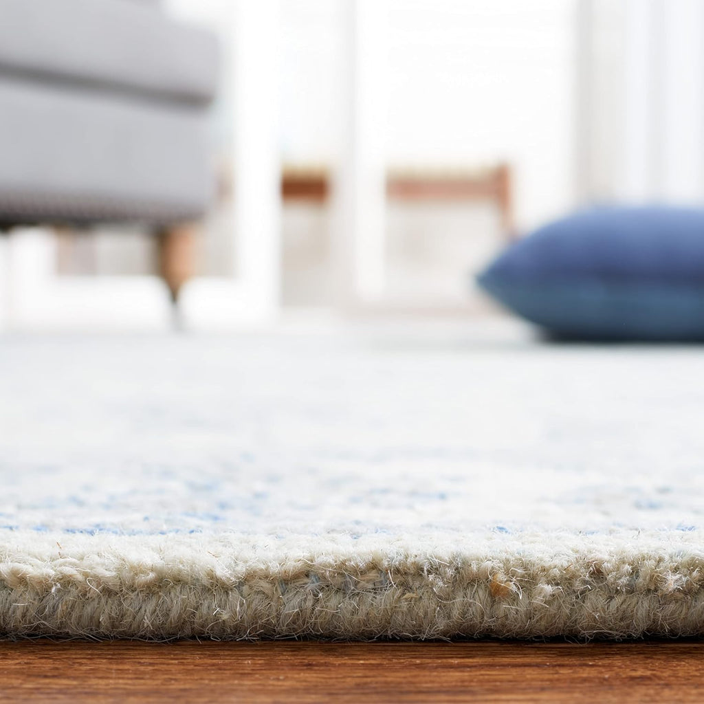 Micro-Loop Area Rug - 10' x 14', Light Blue & Ivory, Handmade Wool