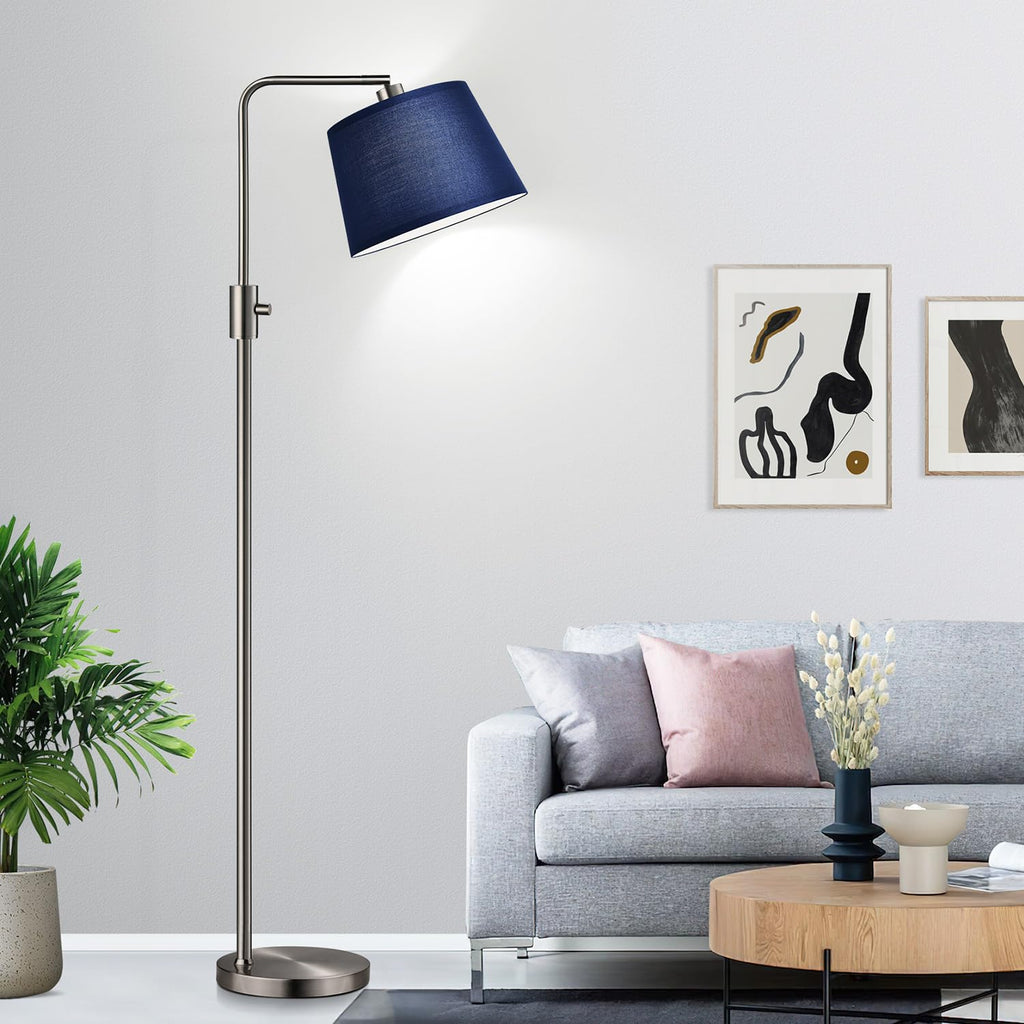 Dimmable Floor Lamp, 1000 Lumens LED Edison Bulb Included, Brushed Nickel Arc Standing Tall Floor Lamp with Blue