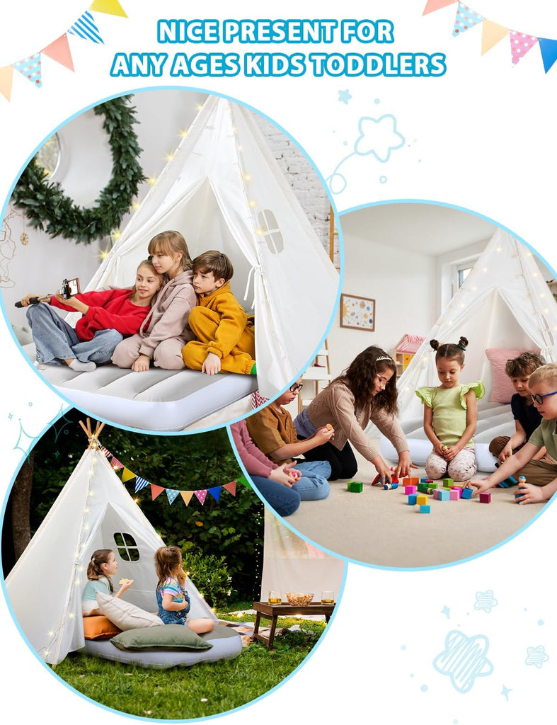 Teepee Tent for Kids Sleepover Party, Indoor Girls Slumber Party
